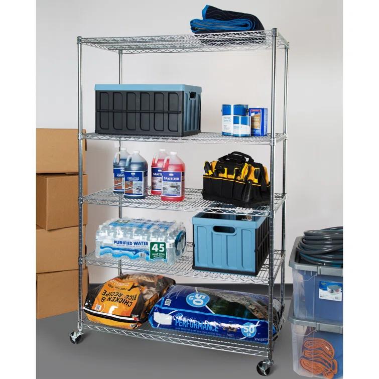 UltraDurable 24" D 5-Tier NSF-Certified Steel Shelving with Wheels
