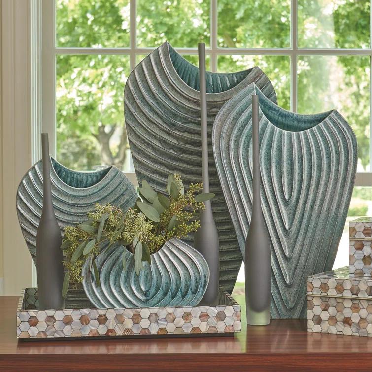 Ripple Vase-Azure
