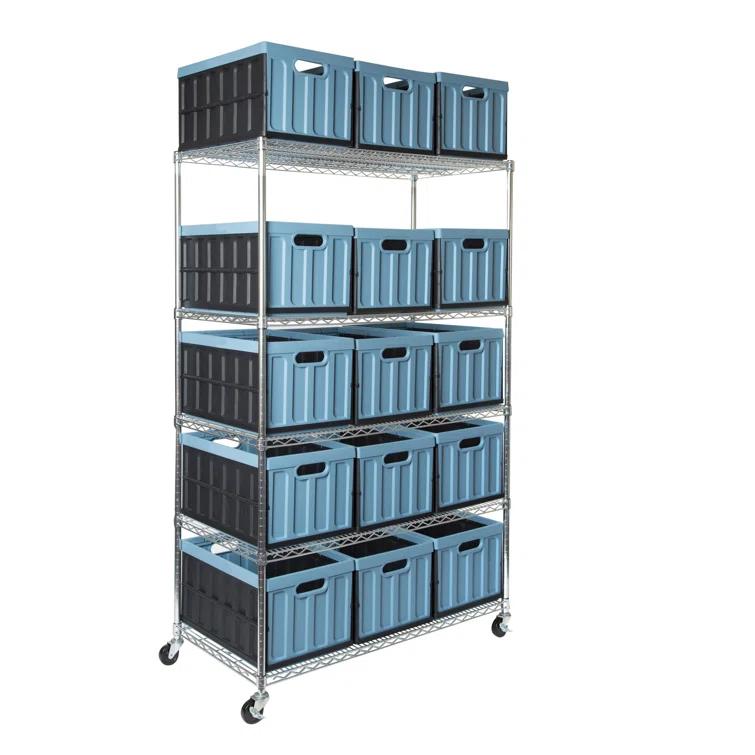 UltraDurable 24" D 5-Tier NSF-Certified Steel Shelving with Wheels