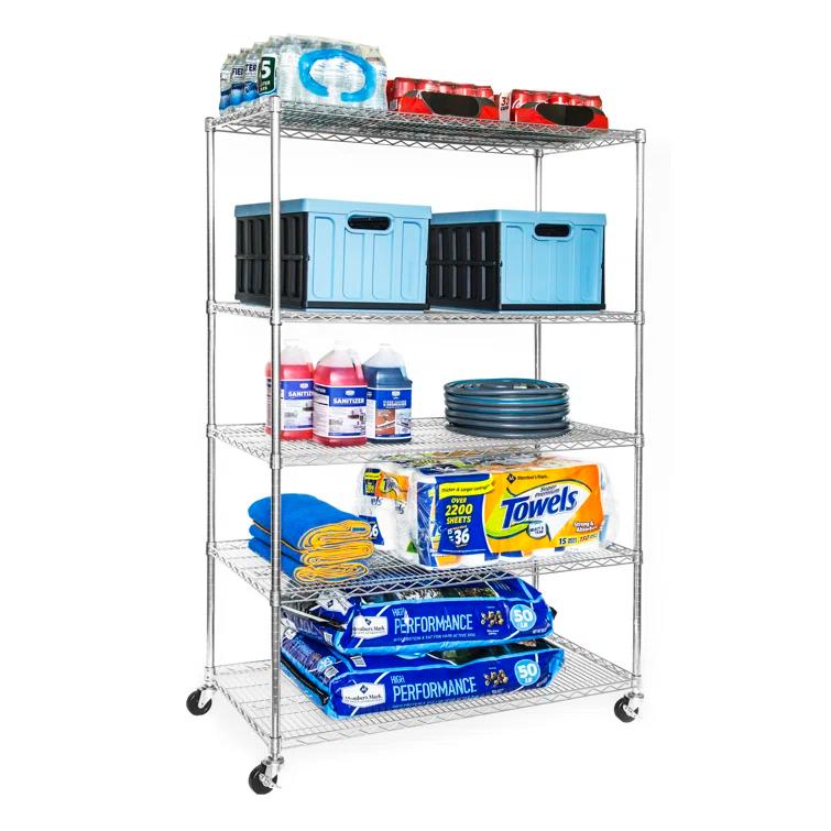 UltraDurable 24" D 5-Tier NSF-Certified Steel Shelving with Wheels