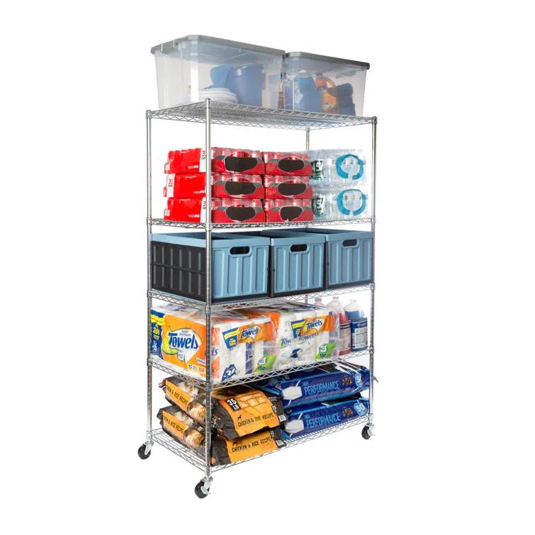 UltraDurable 24" D 5-Tier NSF-Certified Steel Shelving with Wheels