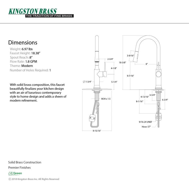 Kingston Brass New York Single-Handle Pull-Down Kitchen Faucet