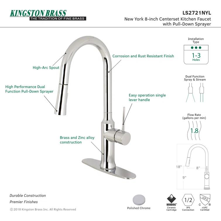 Kingston Brass New York Single-Handle Pull-Down Kitchen Faucet