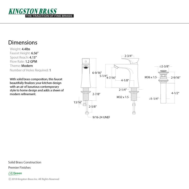 Kingston Brass Millennium Single Hole Bathroom Faucet with Drain Assembly LS4223XL