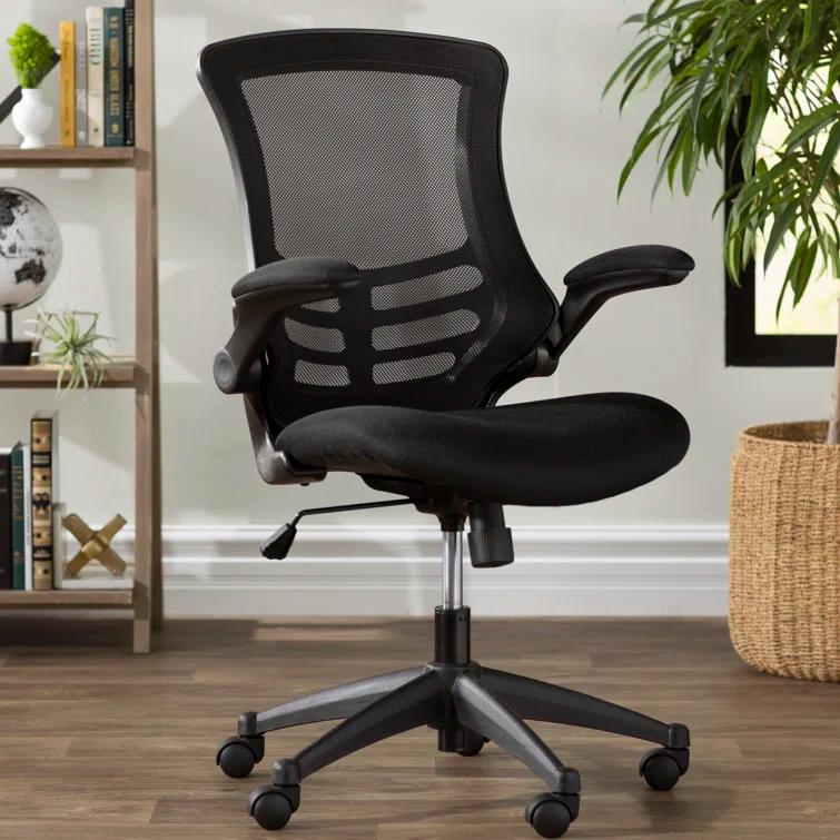 Jayetta Mid-Back Mesh Swivel Ergonomic Office Chair with Flip-Up Arms
