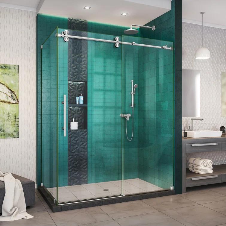 Enigma-XO Single 60.37" W x 34.5" D x 76'' H Frameless Shower Enclosure