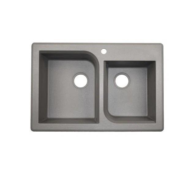33'' L Drop-In Double Bowl Granite Kitchen Sink