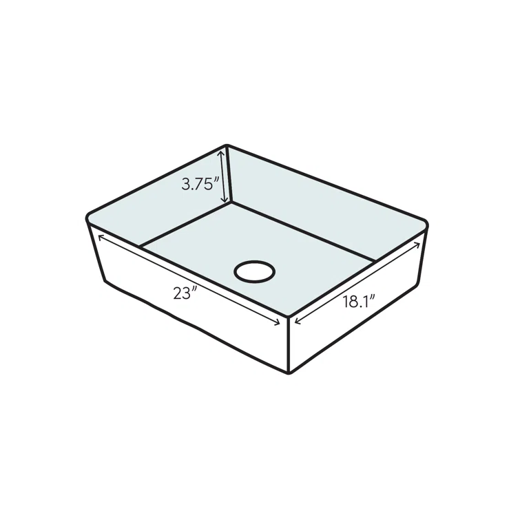 Vox® Vitreous China Rectangular Vessel Bathroom Sink with Overflow