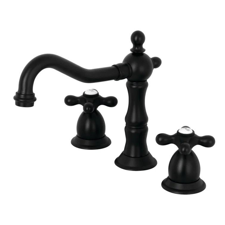 Kingston Brass KS1970AX Kingston Brass Heritage Two-Handle 3-Hole Deck Mount Widespread Bathroom Faucet with Brass Pop-Up Drain
