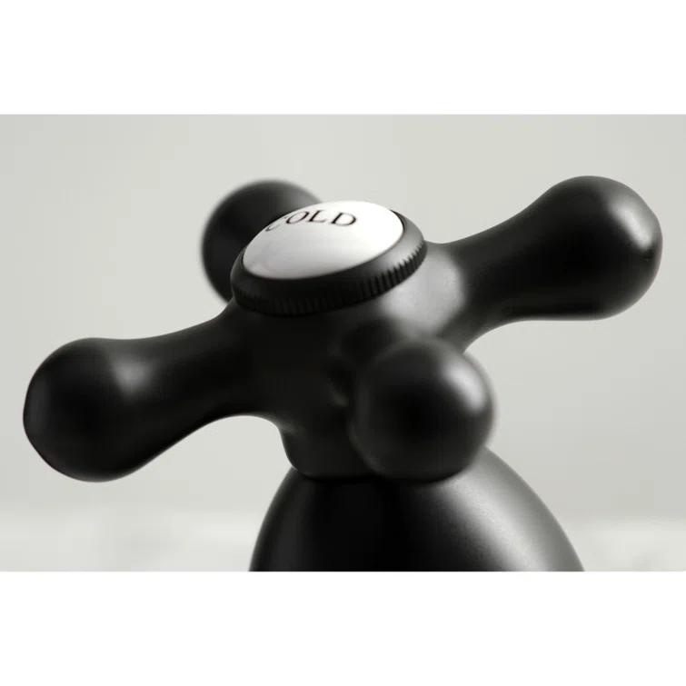 Kingston Brass KS1970AX Kingston Brass Heritage Two-Handle 3-Hole Deck Mount Widespread Bathroom Faucet with Brass Pop-Up Drain