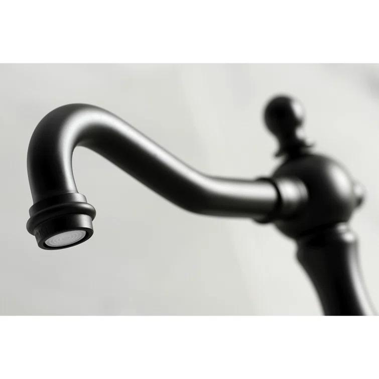 Kingston Brass KS1970AX Kingston Brass Heritage Two-Handle 3-Hole Deck Mount Widespread Bathroom Faucet with Brass Pop-Up Drain
