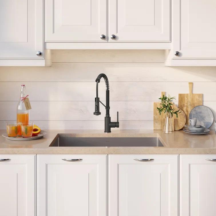 KRAUS 30-in Standart PRO Kitchen Sink Combo Set with Bolden Kitchen Faucet and Soap Dispenser