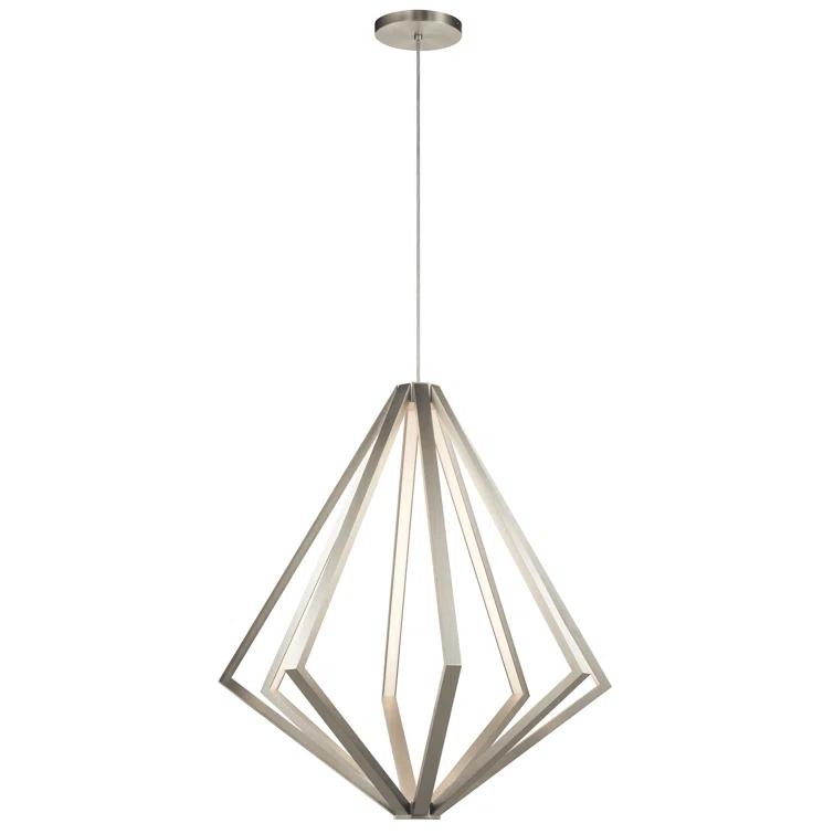 Everest Satin Nickel 8-Light Integrated LED Chandelier with Etched Acrylic