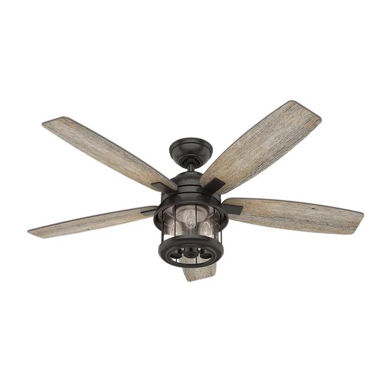 Hunter Fan 52" Coral Bay 5 - Blade Outdoor Standard Ceiling Fan with Remote Control and Light Kit Included