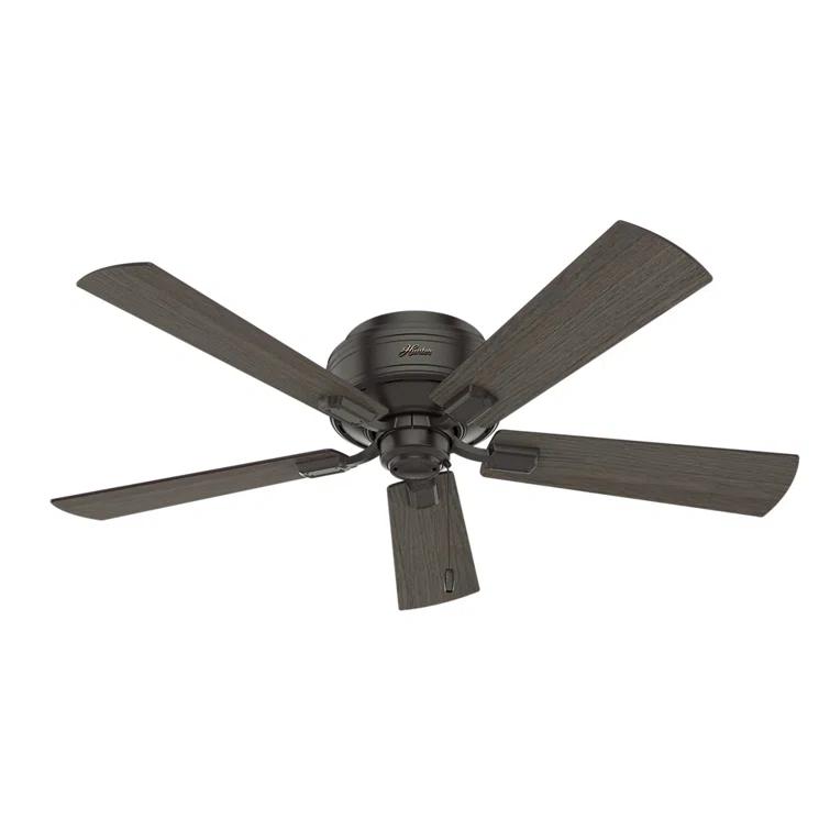 52" Crestfield 5 - Blade Flush Mount Ceiling Fan with Lights and Pull Chains