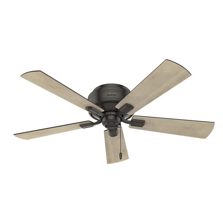 52" Crestfield 5 - Blade Flush Mount Ceiling Fan with Lights and Pull Chains