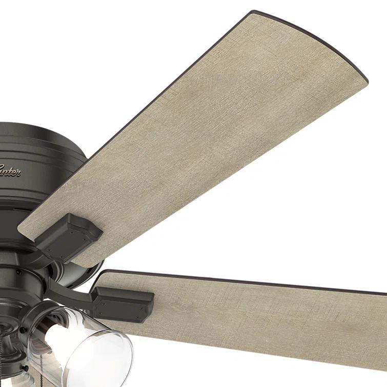 52" Crestfield 5 - Blade Flush Mount Ceiling Fan with Lights and Pull Chains