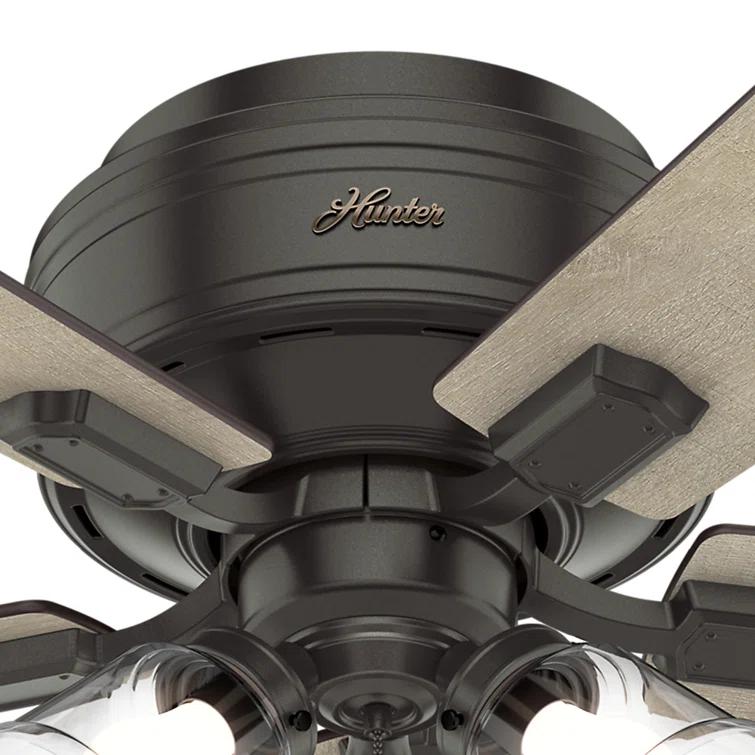52" Crestfield 5 - Blade Flush Mount Ceiling Fan with Lights and Pull Chains