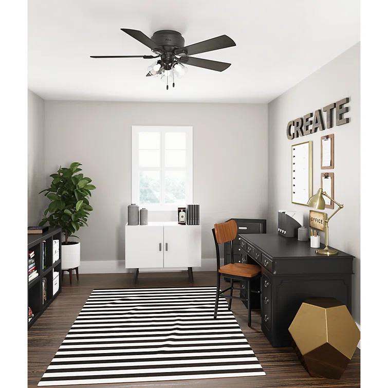 52" Crestfield 5 - Blade Flush Mount Ceiling Fan with Lights and Pull Chains