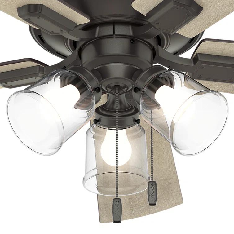 Hunter Fan 52" Crestfield 5 - Blade Modern Farmhouse Indoor Ceiling Fan with Light and Pull Chains