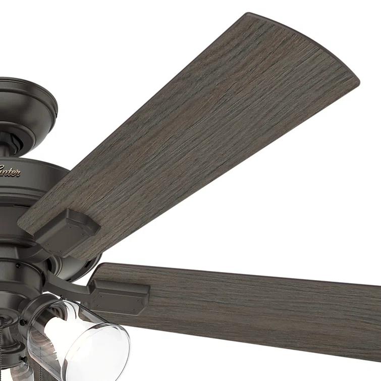Hunter Fan 52" Crestfield 5 - Blade Modern Farmhouse Indoor Ceiling Fan with Light and Pull Chains