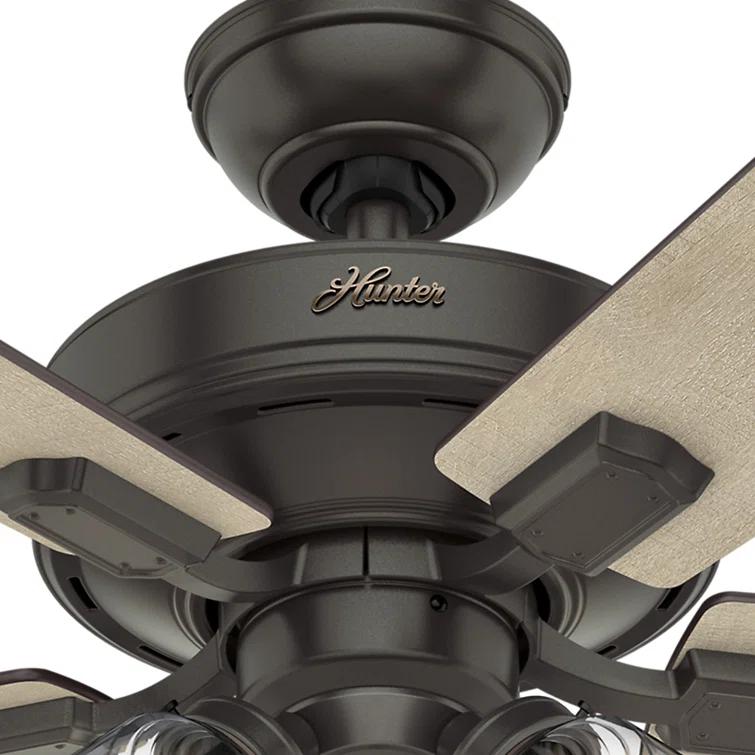 Hunter Fan 52" Crestfield 5 - Blade Modern Farmhouse Indoor Ceiling Fan with Light and Pull Chains