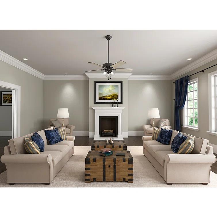 Hunter Fan 52" Crestfield 5 - Blade Modern Farmhouse Indoor Ceiling Fan with Light and Pull Chains