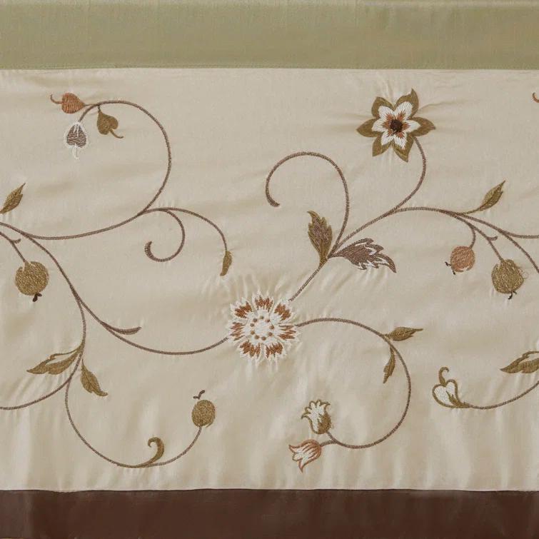 Madison Park Serene Floral Embroidered 50'' W Single Window Valance