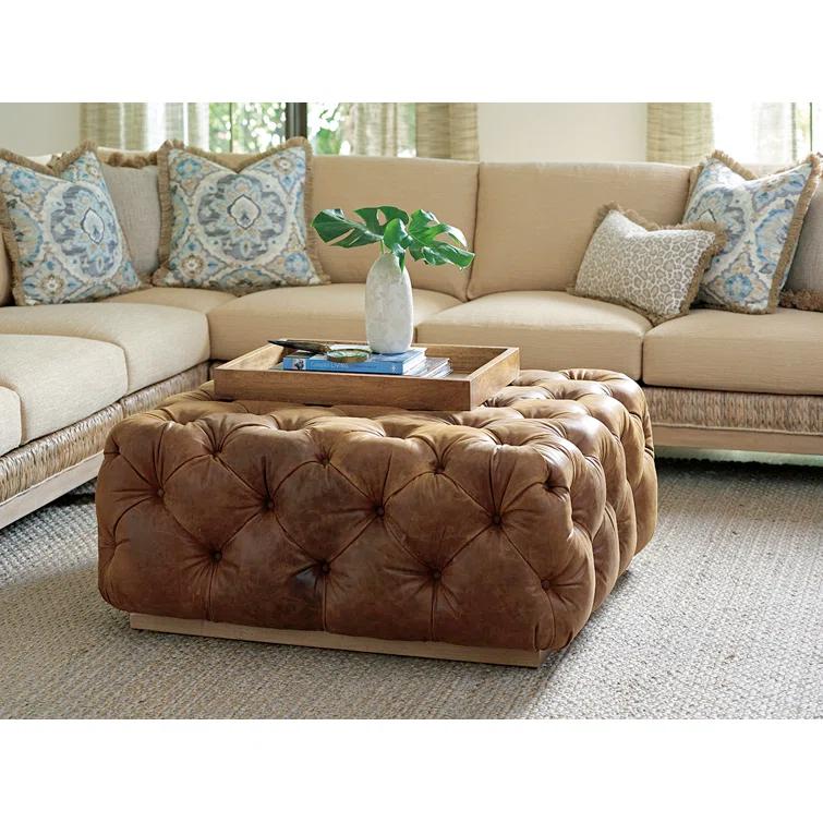 Los Altos Laurel Leather Cocktail Ottoman