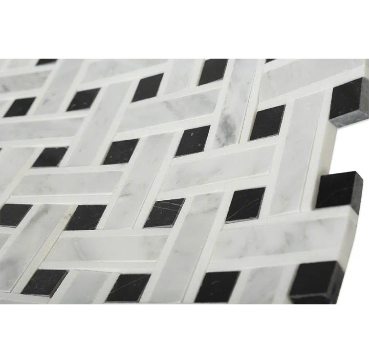 Yarn 1" x 3" Polished Marble Basketweave Mosaic Wall & Floor Tile