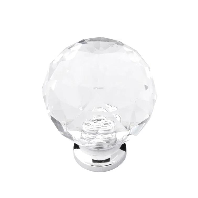 Luster Round Glass Knob with Chrome Finish