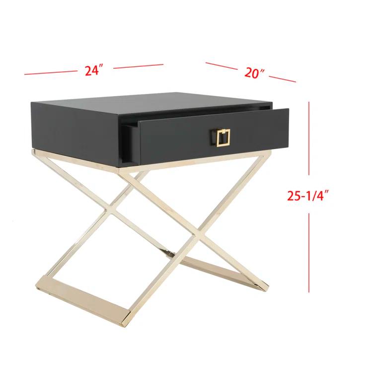 Zarina Modern Cross Leg End Table - Black - Safavieh.