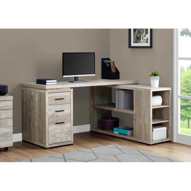 Leomia Computer Desk, Home Office, Corner, Storage Drawers, L Shape, Work, Laptop, Laminate, Black