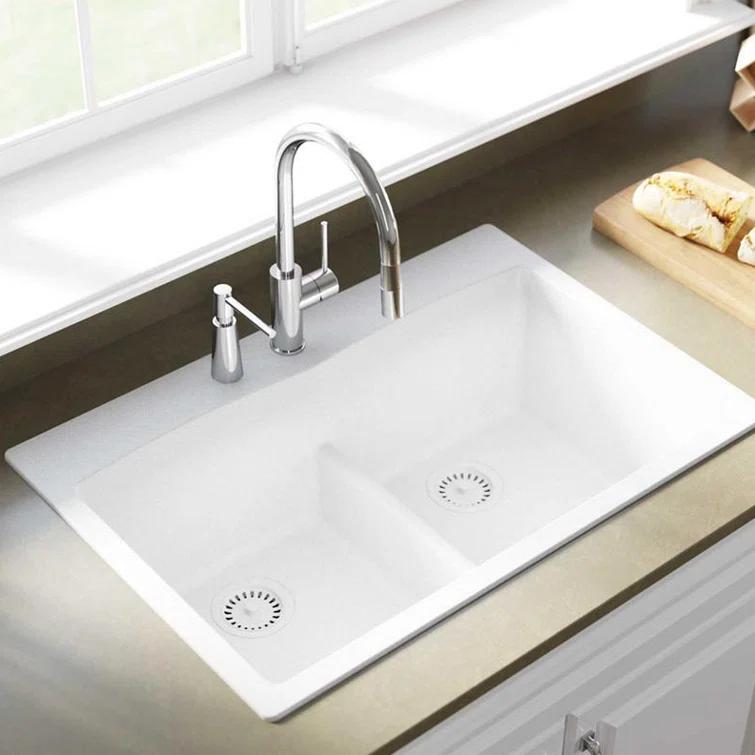 Quartz Classic 33" x 22" x 10" Double Basin Drop-In Kitchen Sink