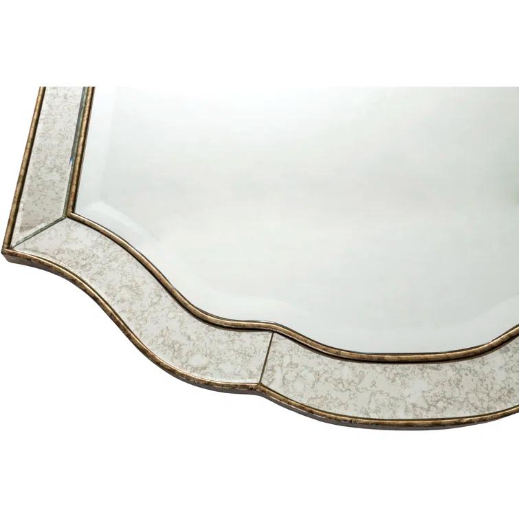 Champagne Trim Aged Silver Full-Length Beveled Wall Mirror