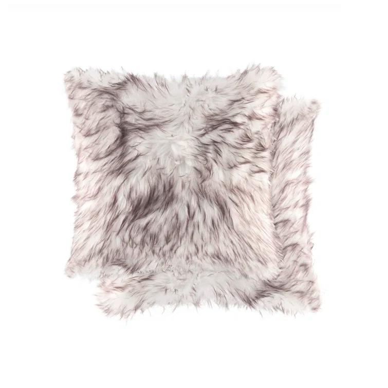 Luxe Belton Animal Print Faux Fur Throw Pillow (Set of 2)