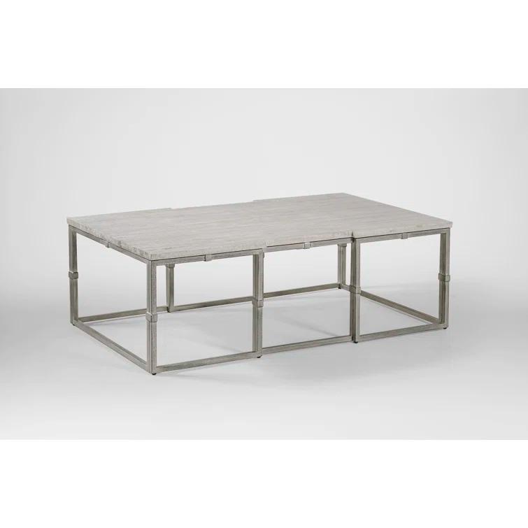 Gray Rectangular Wood and Metal Coffee Table