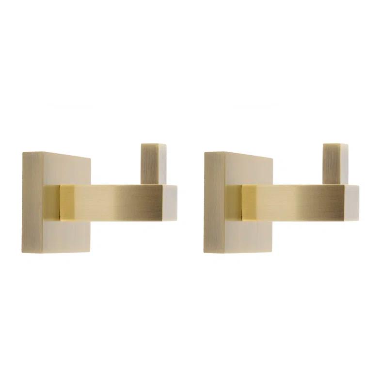 Capri 2 Piece Wall Mounted Brass Robe Hook Set