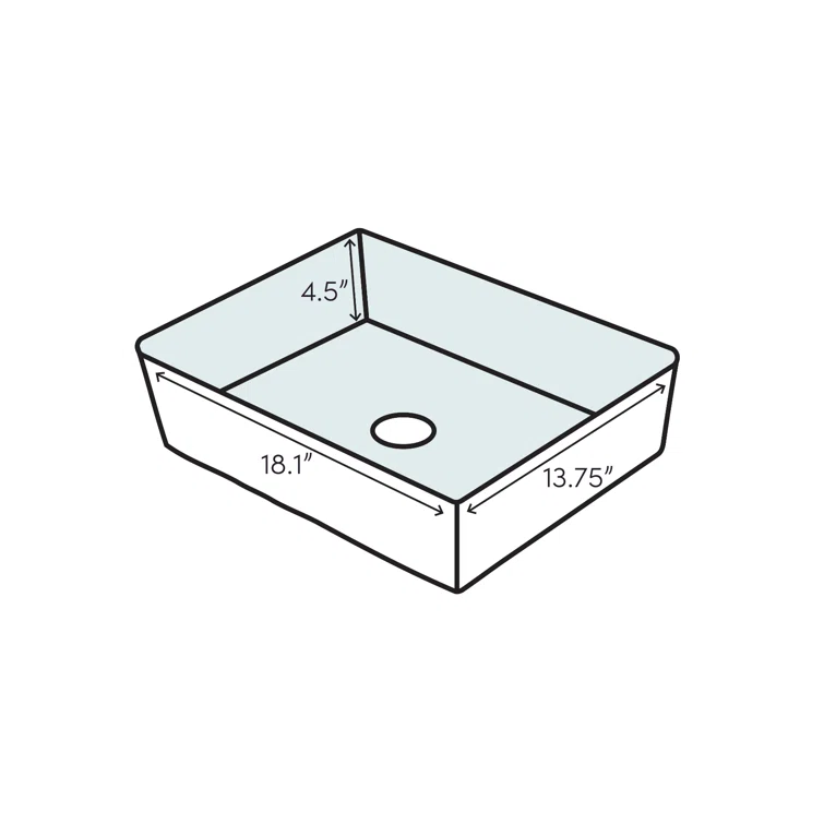 Vinca 18" L x 14" W x 5" H Matte White Handmade Rectangular Vessel Bathroom Sink