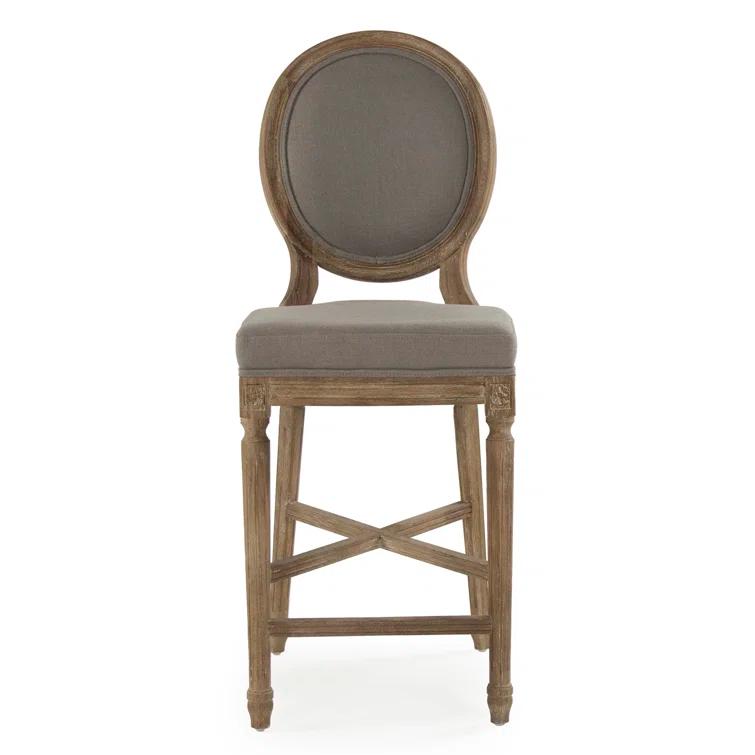 Zentique FC011-35 Counter E272 A048 Medallion Counter Stool, Grey Linen