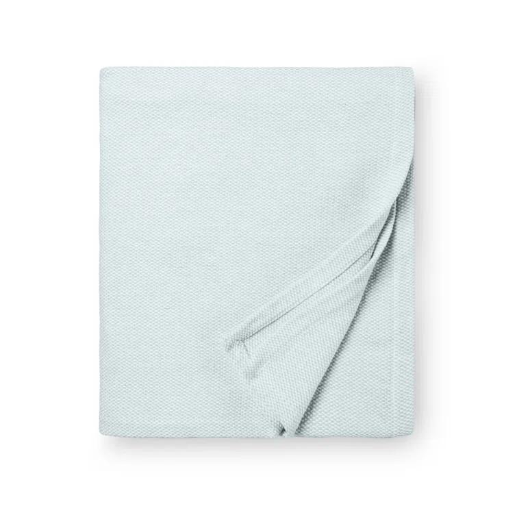 Seagreen Cotton Basket Weave Throw Blanket with Fringes