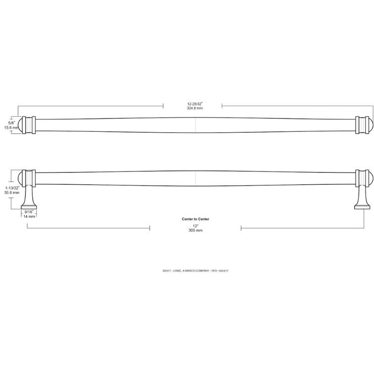 Venetian Bronze 12'' Bar Pull with Mounting Hardware