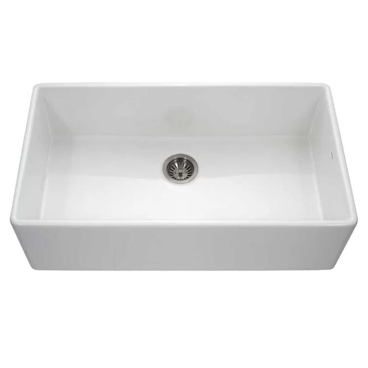 Houzer PTG-3600 WH Platus Houzer Farmhouse Apron Front/Undermount 36 inch Fireclay Single Bowl Kitchen Sink