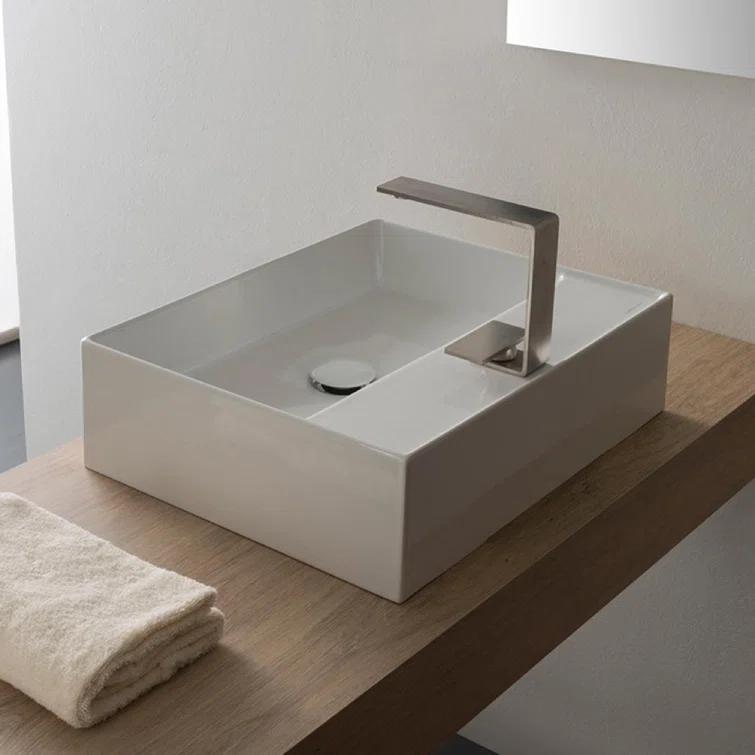 Scarabeo By Nameeks 15.1'' White Ceramic Rectangular Bathroom Sink with Overflow