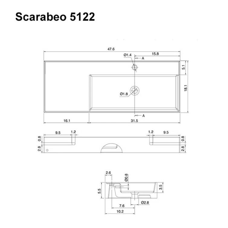 Scarabeo By Nameeks 18.1'' White Ceramic Rectangular Vessel, Wall Mount Bathroom Sink with Overflow