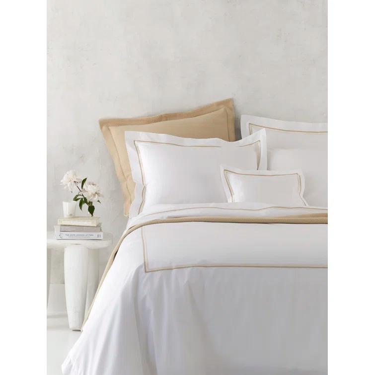 Twin Charcoal Cotton Percale Duvet Cover with Satin Stitch