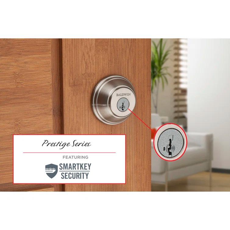 Baldwin Prestige 380 Round Single Cylinder Deadbolt Featuring SmartKey® Security