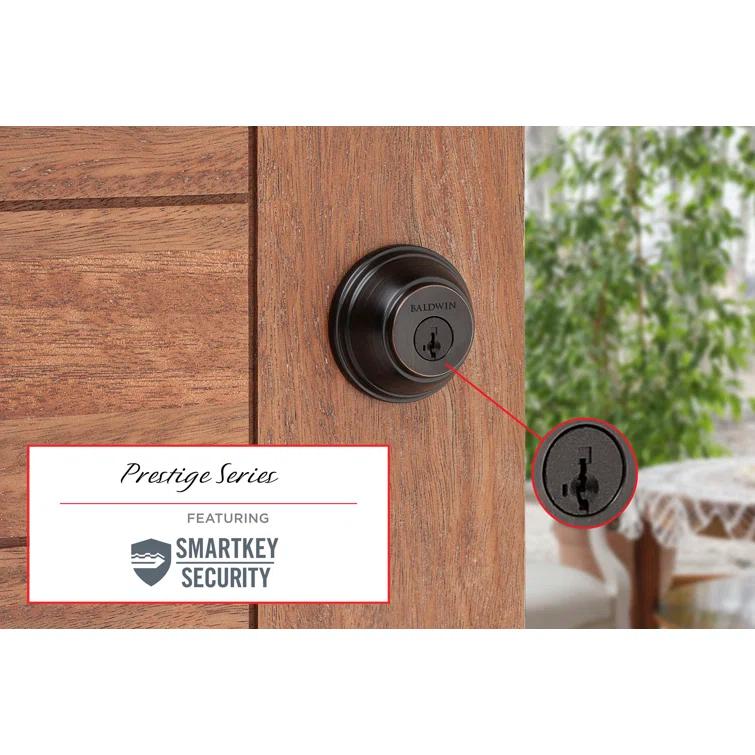 Baldwin Prestige 380 Round Single Cylinder Deadbolt Featuring SmartKey® Security