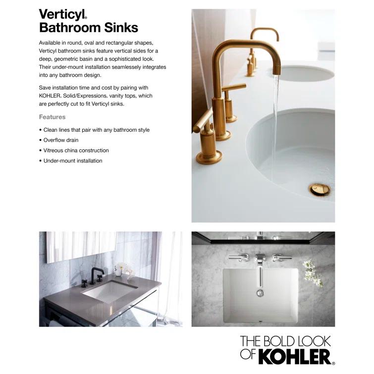 Verticyl Rectangular Undermount Bathroom Sink with Overflow