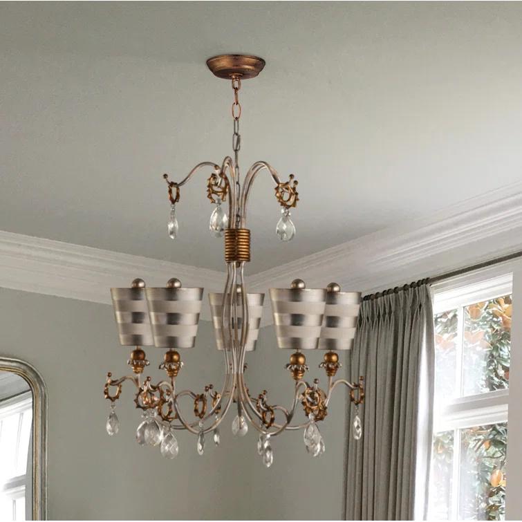 Lucas McKearn Tivoli 5-light Resin Chandelier in Silver with Gold Accents
